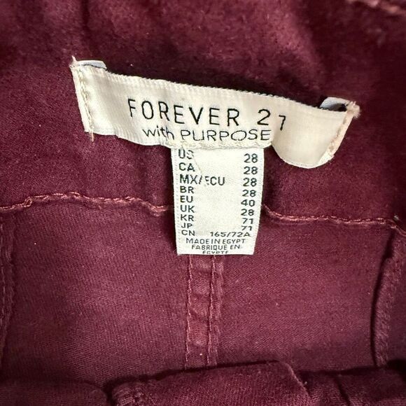 Forever 21 High Rise Waisted Jeans Flare Bellbottom Burgundy Red 28” - Picture 5 of 10
